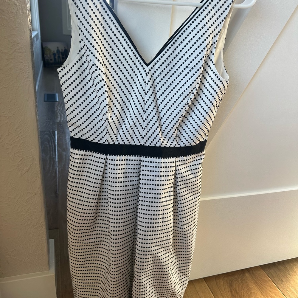 White House Black Market Striped Black and White Midi Dress